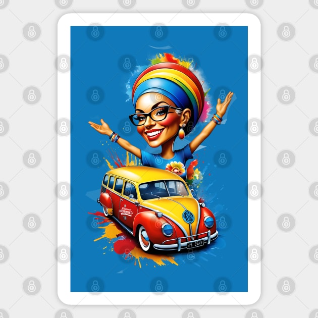 Ride of Elegance: Womanhood on Wheels Magnet by AlexBRD